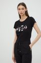 czarny Liu Jo t-shirt bawełniany TF2123.J6040 Damski
