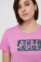 μωβ Βαμβακερό μπλουζάκι Pepe Jeans