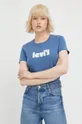 μπλε Βαμβακερό μπλουζάκι Levi's Γυναικεία