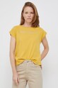 Pepe Jeans tricou din bumbac imprimeu galben PL505296.098
