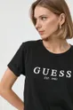 černá Bavlněné tričko Guess
