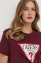 μπορντό Βαμβακερό μπλουζάκι Guess