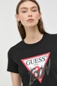 μαύρο Βαμβακερό μπλουζάκι Guess