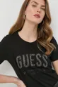 czarny Guess t-shirt bawełniany