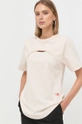 beżowy Victoria Beckham t-shirt bawełniany