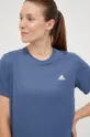 stalowy niebieski adidas Performance t-shirt do biegania Run It