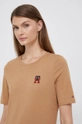 brązowy Tommy Hilfiger t-shirt bawełniany Damski