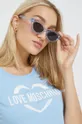 μπλε Βαμβακερό μπλουζάκι Love Moschino