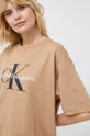 καφέ Βαμβακερό μπλουζάκι Calvin Klein Jeans