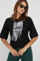 μαύρο Βαμβακερό μπλουζάκι Sisley Γυναικεία