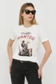 Βαμβακερό μπλουζάκι Pinko μπεζ