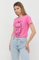 ostrá růžová Bavlněné tričko Pinko Dámský