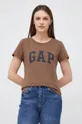 καφέ Βαμβακερό μπλουζάκι GAP Γυναικεία