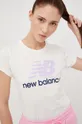 μπεζ Βαμβακερό μπλουζάκι New Balance Wt91546mlt