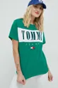πράσινο Βαμβακερό μπλουζάκι Tommy Jeans