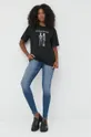 Βαμβακερό μπλουζάκι Karl Lagerfeld Karl Lagerfeld x Cara Delevingne μαύρο