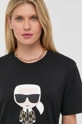 czarny Karl Lagerfeld t-shirt bawełniany