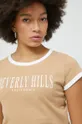 μπεζ Βαμβακερό μπλουζάκι Hollister Co.