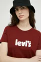 bordowy Levi's t-shirt bawełniany Damski