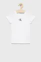 bela Otroški bombažen t-shirt Calvin Klein Jeans Dekliški