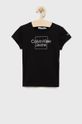 czarny Calvin Klein Jeans t-shirt bawełniany dziecięcy IG0IG01540.9BYY Dziewczęcy
