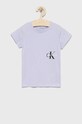 Dětské bavlněné tričko Calvin Klein Jeans kulatý fialová IG0IG01545.9BYY