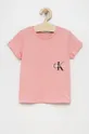różowy Calvin Klein Jeans t-shirt bawełniany dziecięcy IG0IG01545.9BYY Dziewczęcy