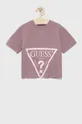 fioletowy Guess t-shirt bawełniany dziecięcy Dziewczęcy