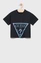 granatowy Guess t-shirt bawełniany dziecięcy Dziewczęcy