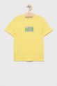 žlutá Dětské bavlněné tričko Calvin Klein Jeans Dívčí