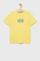 κίτρινο Παιδικό βαμβακερό μπλουζάκι Calvin Klein Jeans Για κορίτσια