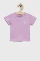 fioletowy adidas Originals t-shirt bawełniany dziecięcy Dziewczęcy