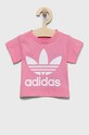 adidas Originals tricou de bumbac pentru copii print roz HK7502