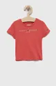 růžová Dětské bavlněné tričko Tommy Hilfiger Dívčí