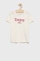Tommy Hilfiger t-shirt bawełniany dziecięcy nadruk beżowy KG0KG06821.9BYY
