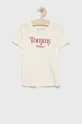 beżowy Tommy Hilfiger t-shirt bawełniany dziecięcy Dziewczęcy