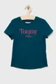 stalowy zielony Tommy Hilfiger t-shirt bawełniany dziecięcy Dziewczęcy