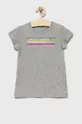szary United Colors of Benetton t-shirt bawełniany dziecięcy Dziewczęcy