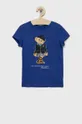 tmavomodrá Detské bavlnené tričko Polo Ralph Lauren Dievčenský