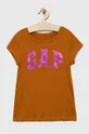brązowy GAP t-shirt bawełniany dziecięcy Dziewczęcy