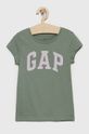 brudny zielony GAP t-shirt bawełniany dziecięcy Dziewczęcy