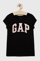 czarny GAP t-shirt bawełniany dziecięcy Dziewczęcy