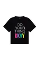μαύρο Παιδικό βαμβακερό μπλουζάκι DKNY Για κορίτσια