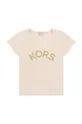 бежевий Дитяча бавовняна футболка Michael Kors Для дівчаток