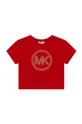 rdeča Otroška bombažna kratka majica Michael Kors Dekliški