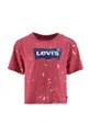 червоний Дитяча бавовняна футболка Levi's Для дівчаток
