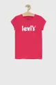 roza Dječja pamučna majica kratkih rukava Levi's Za djevojčice