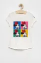 biały GAP t-shirt bawełniany dziecięcy x Disney Dziewczęcy