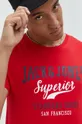 czerwony Jack & Jones t-shirt bawełniany