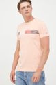 broskvová Bavlněné tričko Tommy Hilfiger